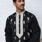 Men Silk Blend Ethnic Embroidered Kurtas ( HOPKO 012Black )  [RT] [P-3]