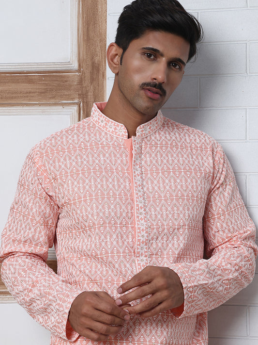 Embroidered Viscose Rayon Kurta ( ANMKO 280Peach )  [RT] [M-6]