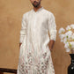 Silk Blend Floral Embroidered Kurtas ( HOPKO 005White )  [RT] [O-5]