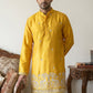 Silk Blend Embroidered Kurta for Men ( 65KO 5600Mustard ) [FF] [G-4]