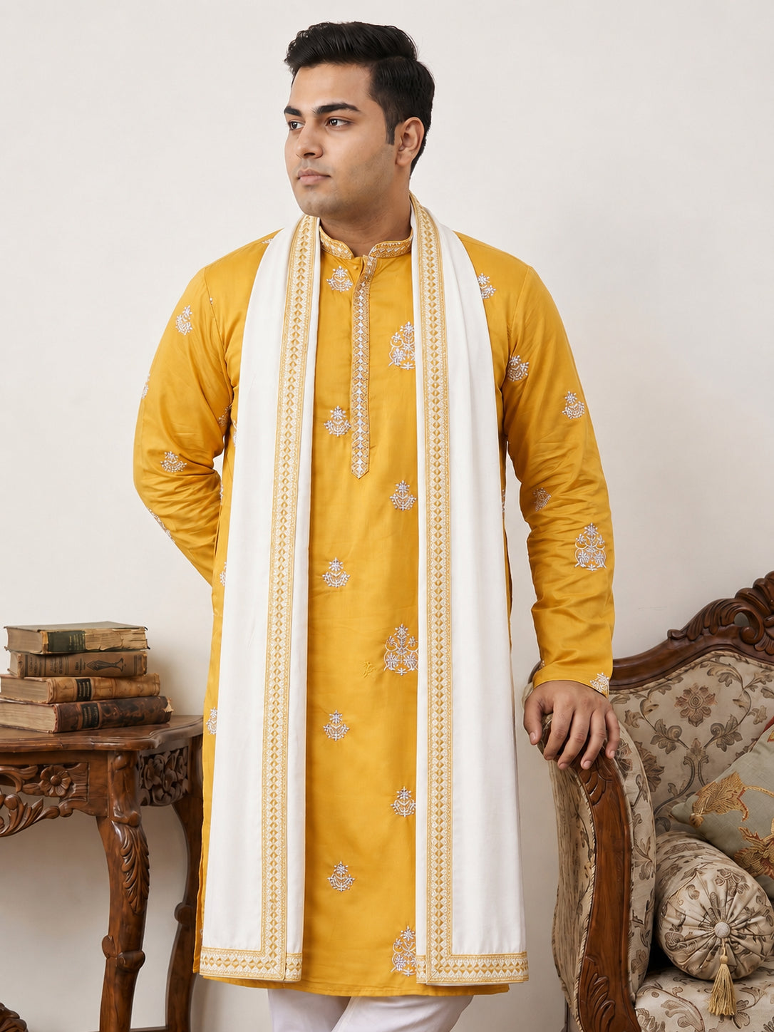 Embroidered & Sequin Kurta With Dupatta