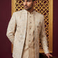 Silk Blend Floral Embroidered Indo-Western Set