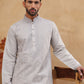 Men’s Silk Blend Embroidered Kurtas  ( HOPKO 003Grey )  [RT] [O-2]