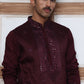 Men Silk Blend Festive Embroidered Kurtas ( ANMKO 286Maroon )  [RT] [M-6]