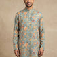 Floral Print & Thread Work Kurta for Men ( 65KO 5631 Blue )