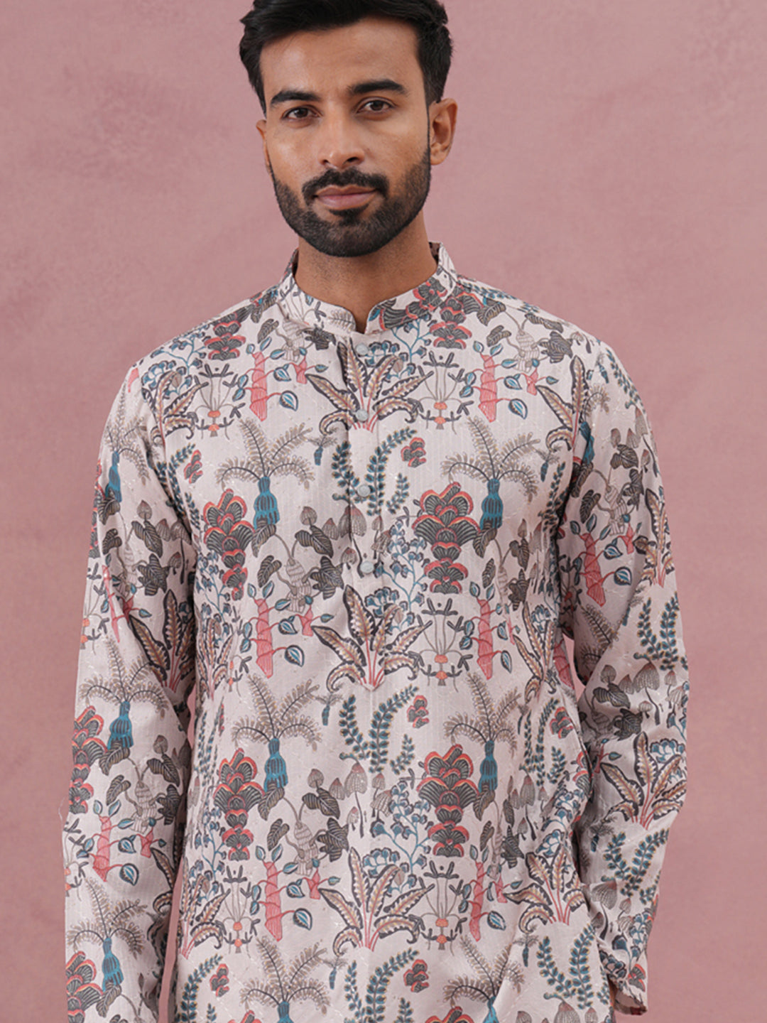 Men’s Stylish Printed Cotton Blend Kurtas ( ANMKO 274Blue )  [RT] [N-6]