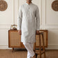 Men's Foil Print Traditional Kurta Pyjama ( 65KP W F 5642 White )