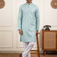 Men's Foil Print Traditional Kurta Pyjama ( 65KP W F 5642 Sky )