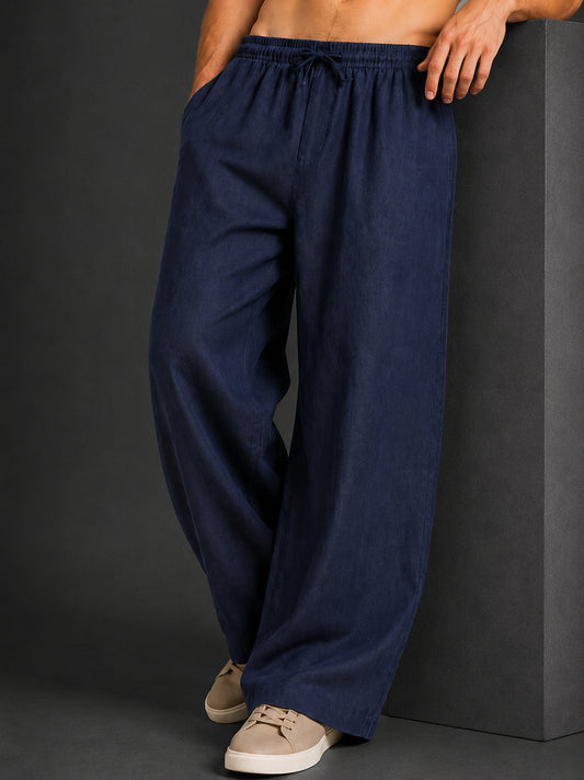 Men’s Relaxed Fit Linen Trousers ( J-GP 310 GP 310Navy )