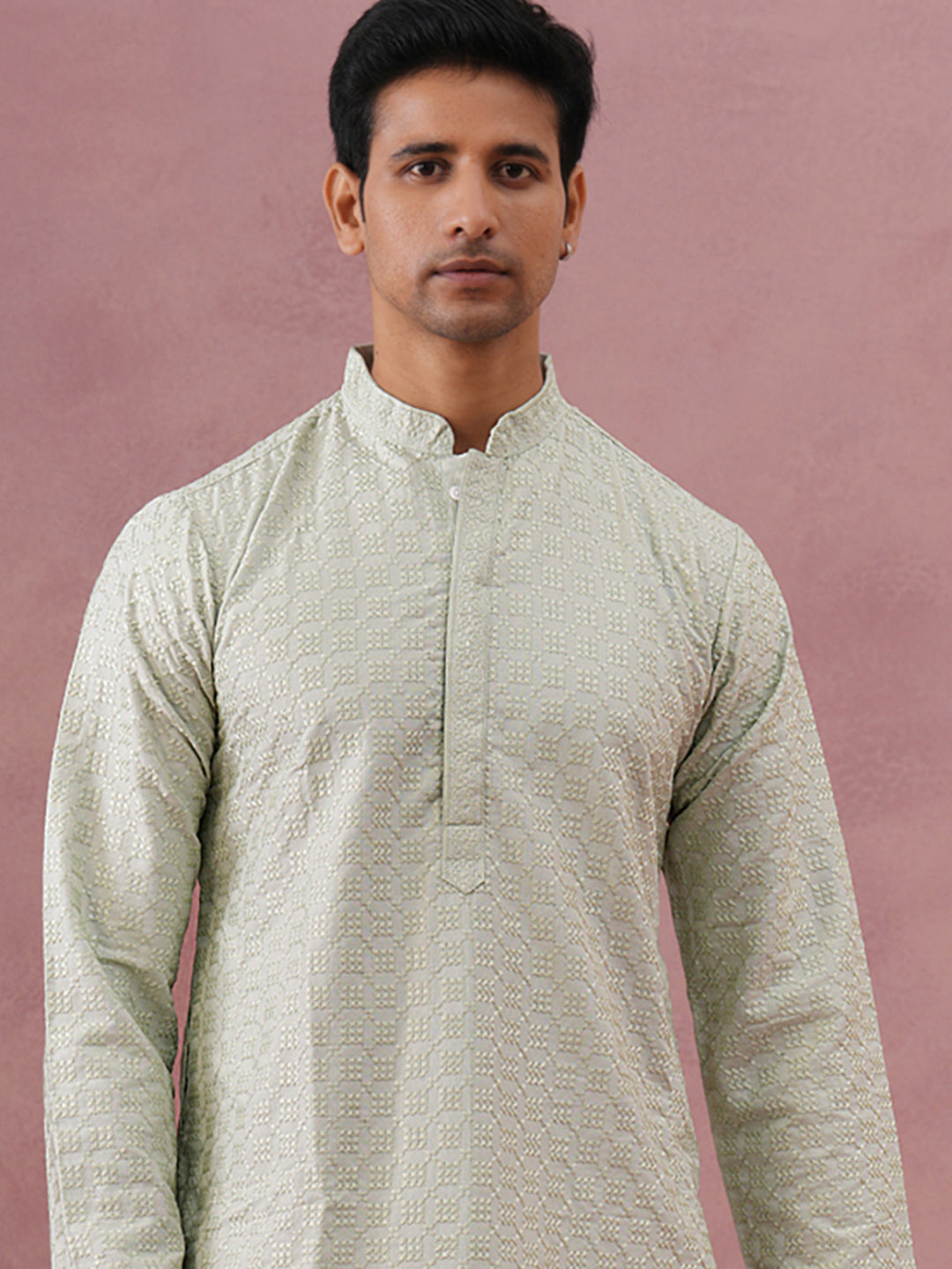 Silk Blend Embroidered Kurtas ( ANMKO 301Pista )  [RT] [L-6]