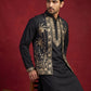 Men's Embroidered Waistcoat and Kurta Pyjama ( JOKPWCS 5080Black )