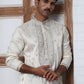 Silk Blend Ethnic Embroidered Kurtas ( ANMKO 296Off-White )