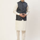 Men's Kurta Pyjama With Teal Blue Solid Nehru Jacket (JOKPWC W-F 4033 F )