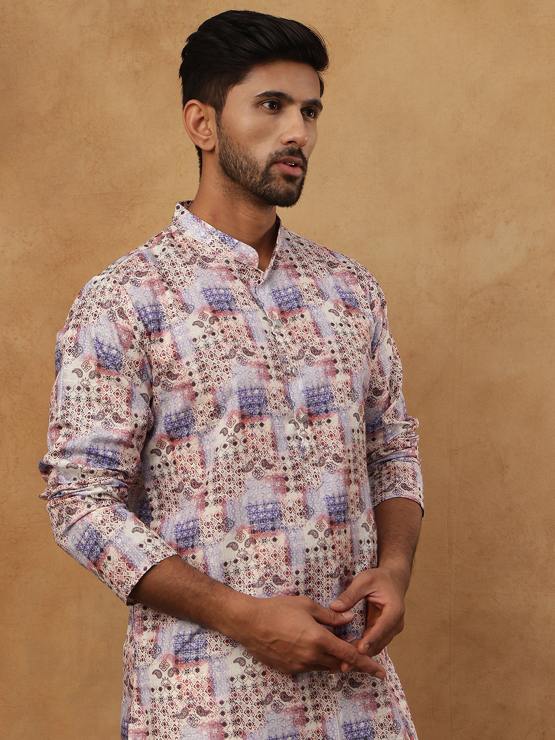 Cotton Blend Floral Printed Kurtas ( HOPKO 008Blue )  [RT] [O-2]