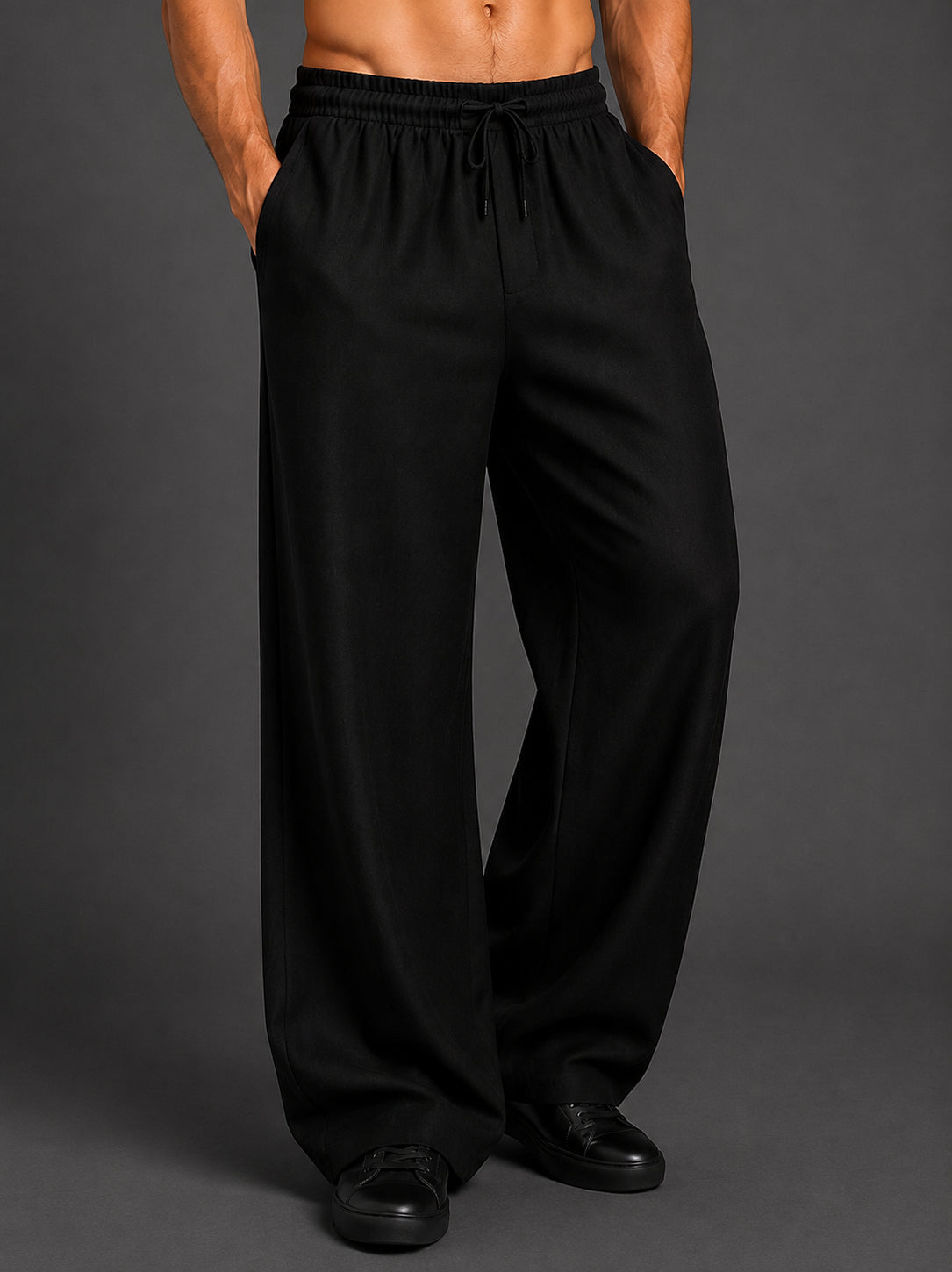 Men’s Relaxed Fit Linen Trousers ( J-GP 310 GP 310Black )
