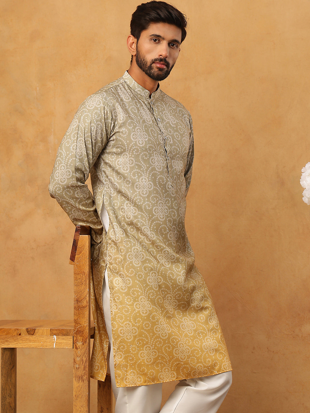 Bandhani Print Thread-Work Kurta ( ANMKO 291Pista )