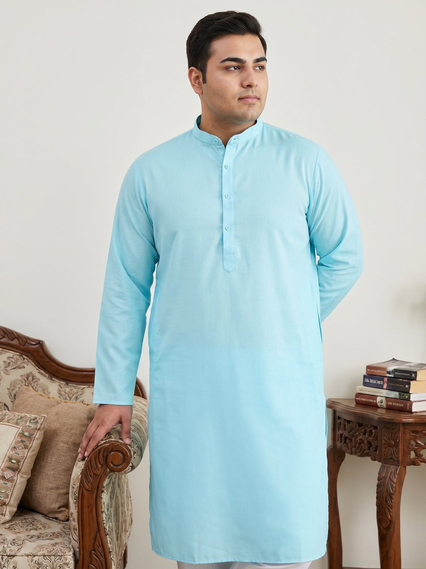 Solid Cotton Kurta Set for Men