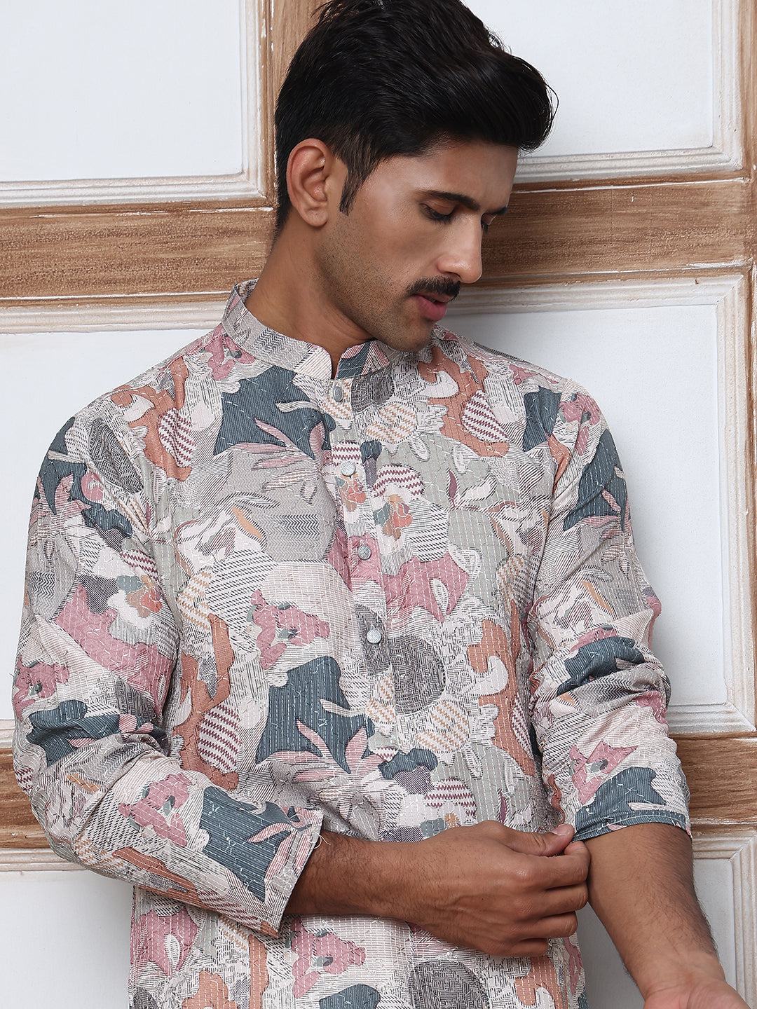 Thread Work & Printed Cotton Blend Kurtas ( ANMKO 297Multi )  [RT] [D-3]