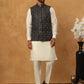Velvet Embroidered Nehru Jacket Kurta Pyjama Set ( HOPKPWC_592W_7029Black )