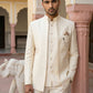 Men Woven Jacquard Indo-Western Set ( 50JIND 155Cream S )