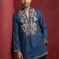 Men's Japanese Fabric Embroidered Kurta ( 65KO 5592Peacock ) [FF] [G-4]