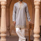 Cotton Blend Embroidered Kurta with Korean Pants ( 65KP PJ11W B 5634 Brown )