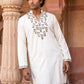 Japanese Fabric Designer Embroidered Kurta ( 65KO 5633 White )