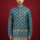 Men's Cotton Blend Printed Kurta ( 65KO 5593Teal ) [FF] [H-9]