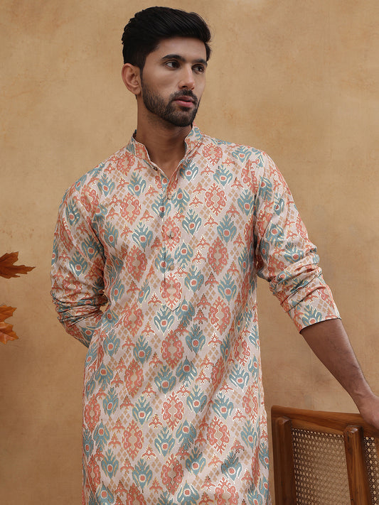 Ethnic Foil Printed Viscose Rayon Kurta ( HOPKO 016Peach )  [RT] [P-5]