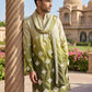 Embroidered Silk Blend Kurta with Dupatta ( HOPKO D 023Pista )