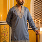Cotton Blend Embroidered Kurta for Men ( 65KO 5634 Blue )