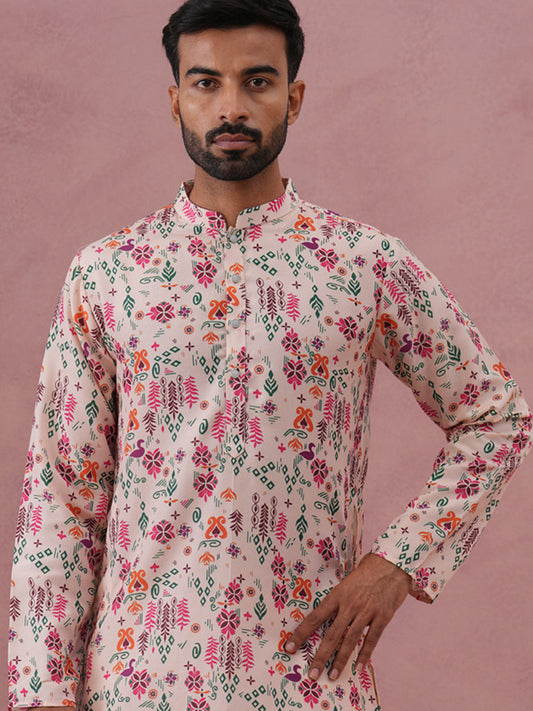 Cotton Blend Printed Kurtas ( ANMKO 275Peach )  [RT] [L-3]