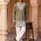 Embroidered Cotton Blend Kurta with Korean Pants ( 65KP PJ11W C 5635 Olive )