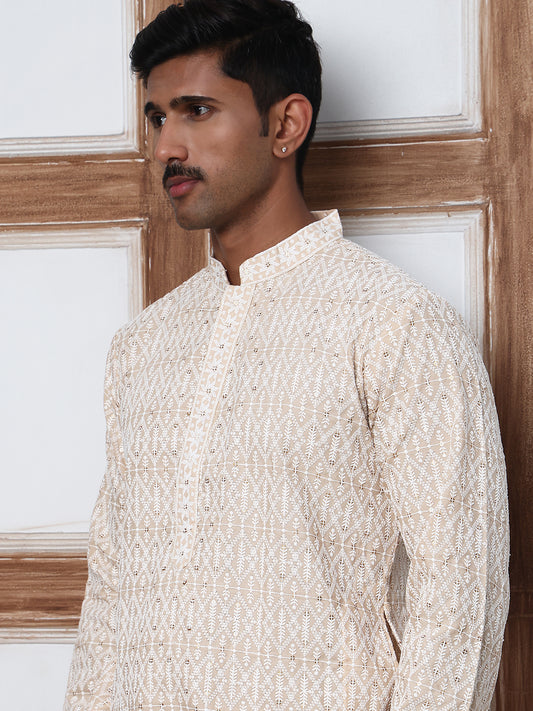 Embroidered Viscose Rayon Kurta ( ANMKO 280Beige )  [RT] [M-6]
