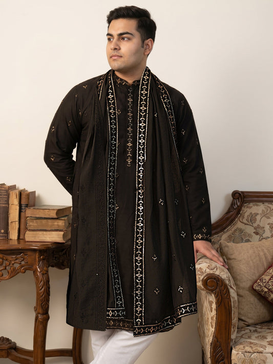 Embroidered & Sequin Kurta Pyjama With Dupatta