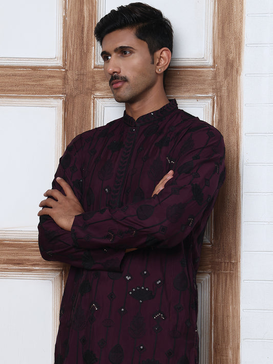 Festive Silk Blend Embroidered Kurtas ( HOPKO 011Purple )  [RT] [P-3]