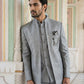 Men Woven Jacquard Indo-Western Set ( 50JIND 155Grey S )