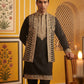 Men's Embroidered Waistcoat and Kurta Pyjama ( JOKPWCS 5054Black )