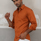 Satin Lycra Solid Casual Shirt for Men ( RDSH 008Orange )