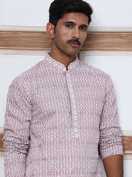 Embroidered Viscose Rayon Kurta ( ANMKO 280Purple )  [RT] [M-6]