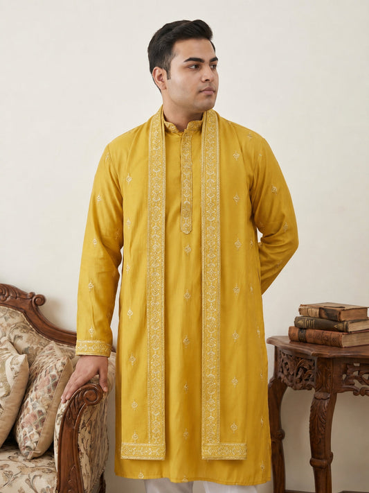 Embroidered & Sequin Kurta Pyjama With Dupatta