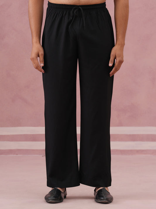 Solid Cotton Pyjama For Men (JOPJ 011 Black )