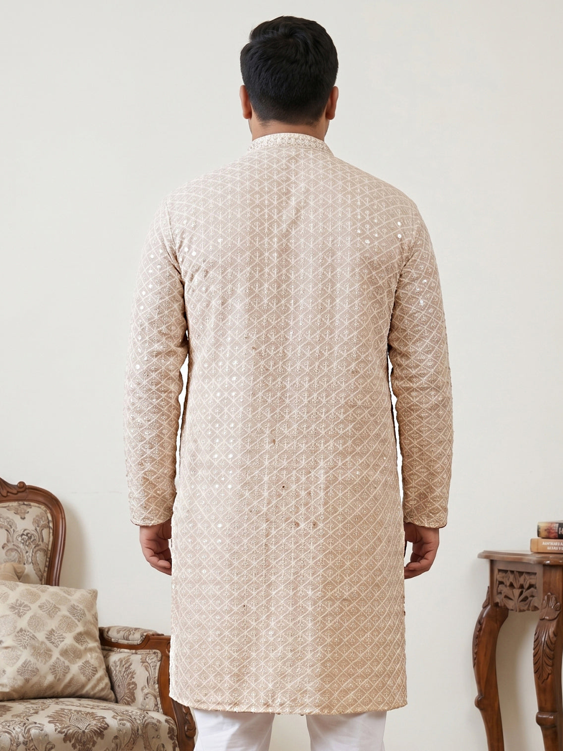 Sequin Embroidered Pure Cotton Kurta