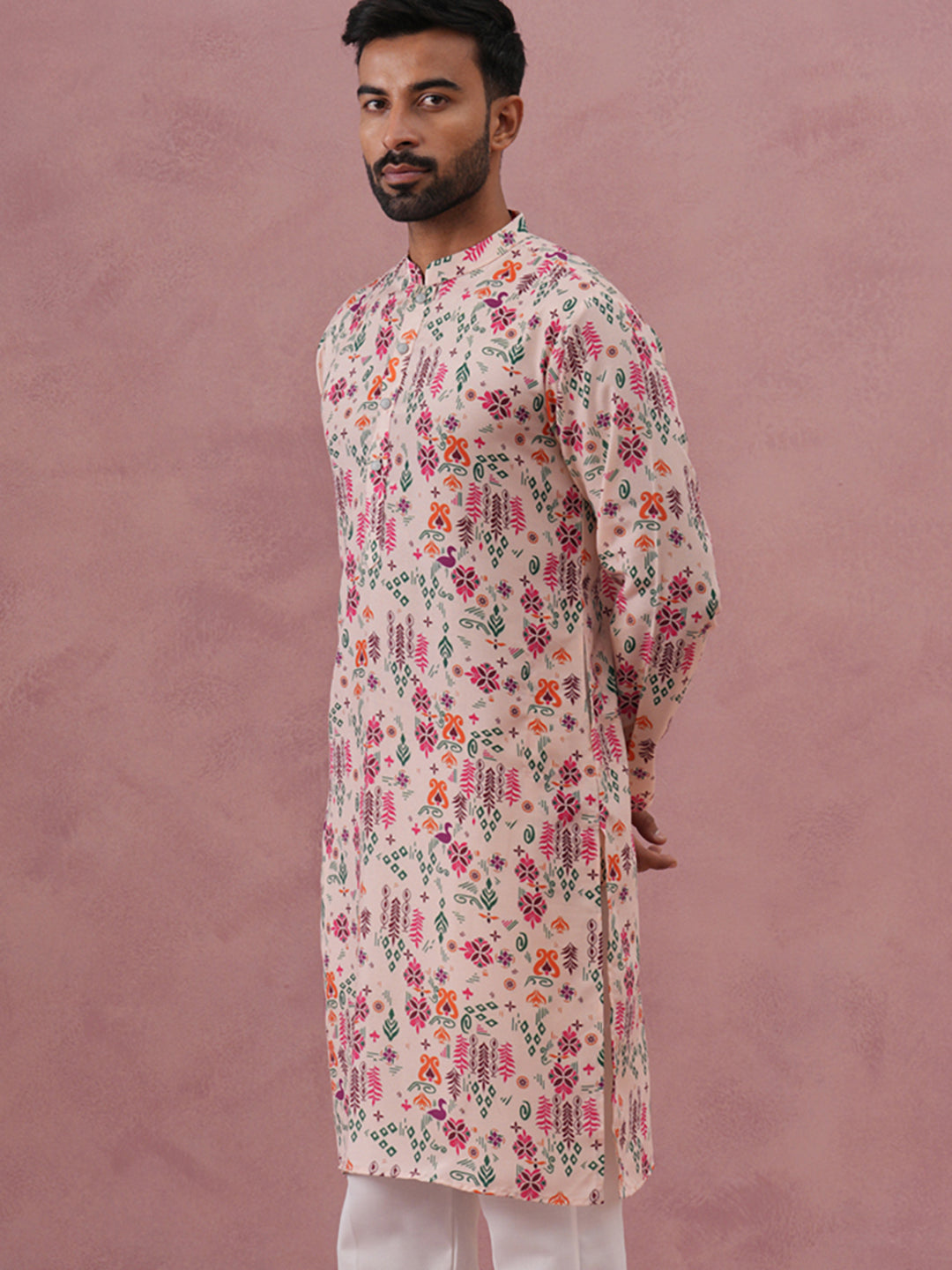 Cotton Blend Printed Kurtas ( ANMKO 275Peach )  [RT] [L-3]