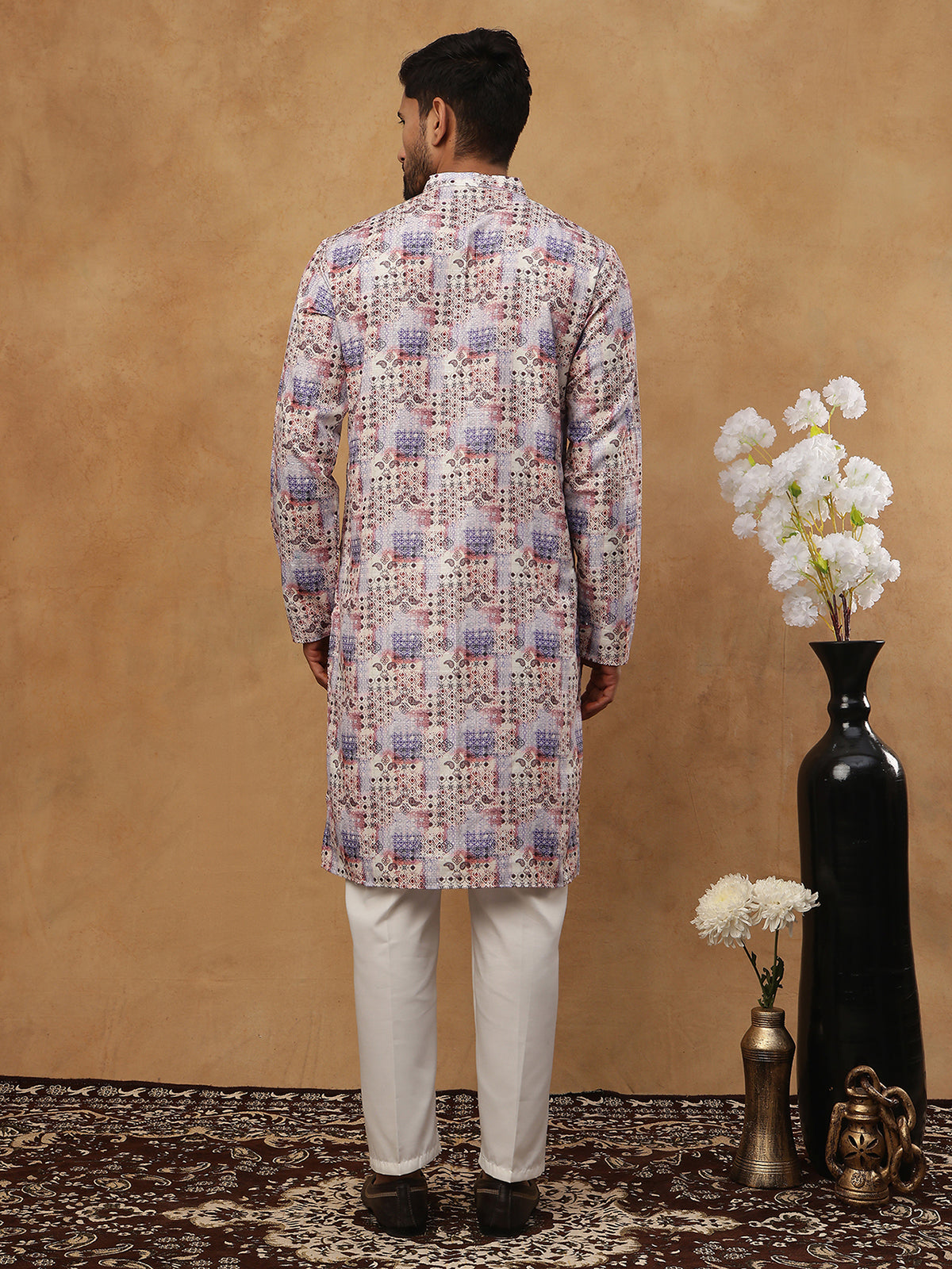 Cotton Blend Floral Printed Kurtas ( HOPKO 008Blue )  [RT] [O-2]