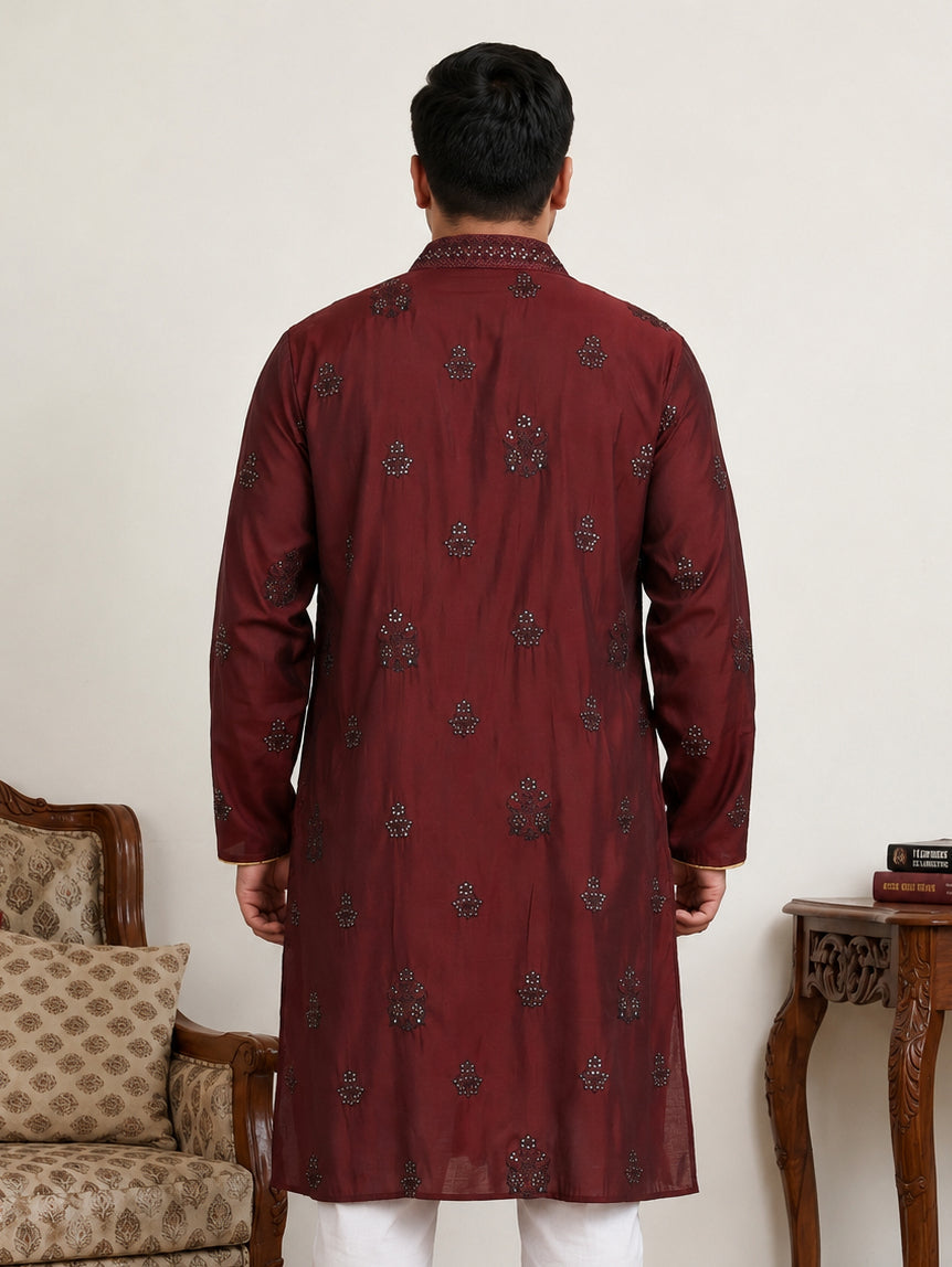 Embroidered & Sequin Kurta With Dupatta