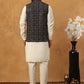 Velvet Embroidered Nehru Jacket Kurta Pyjama Set ( HOPKPWC_592W_7029Black )