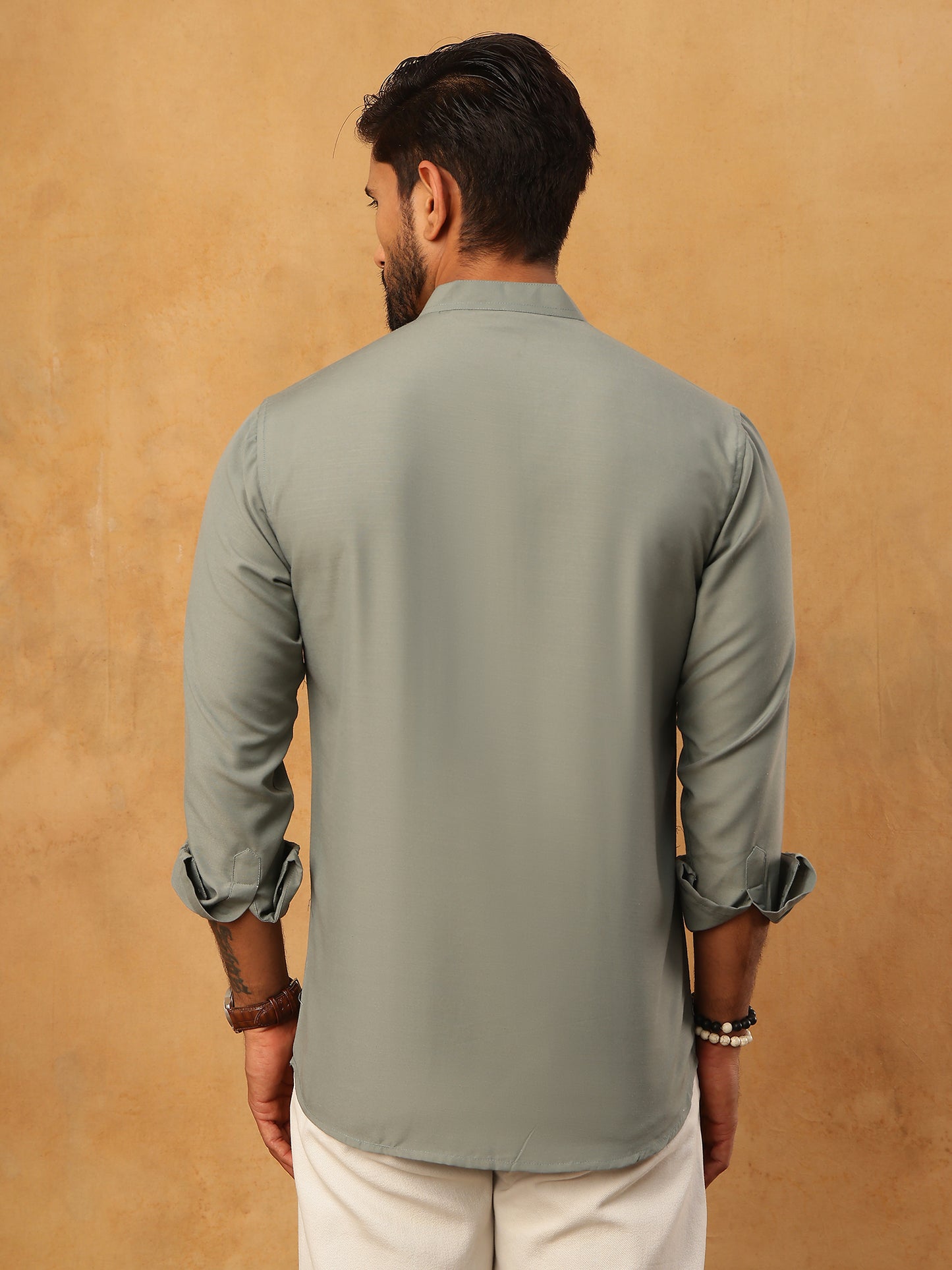 Solid Casual Short Kurta for Men ( ANMKO 304Grey )