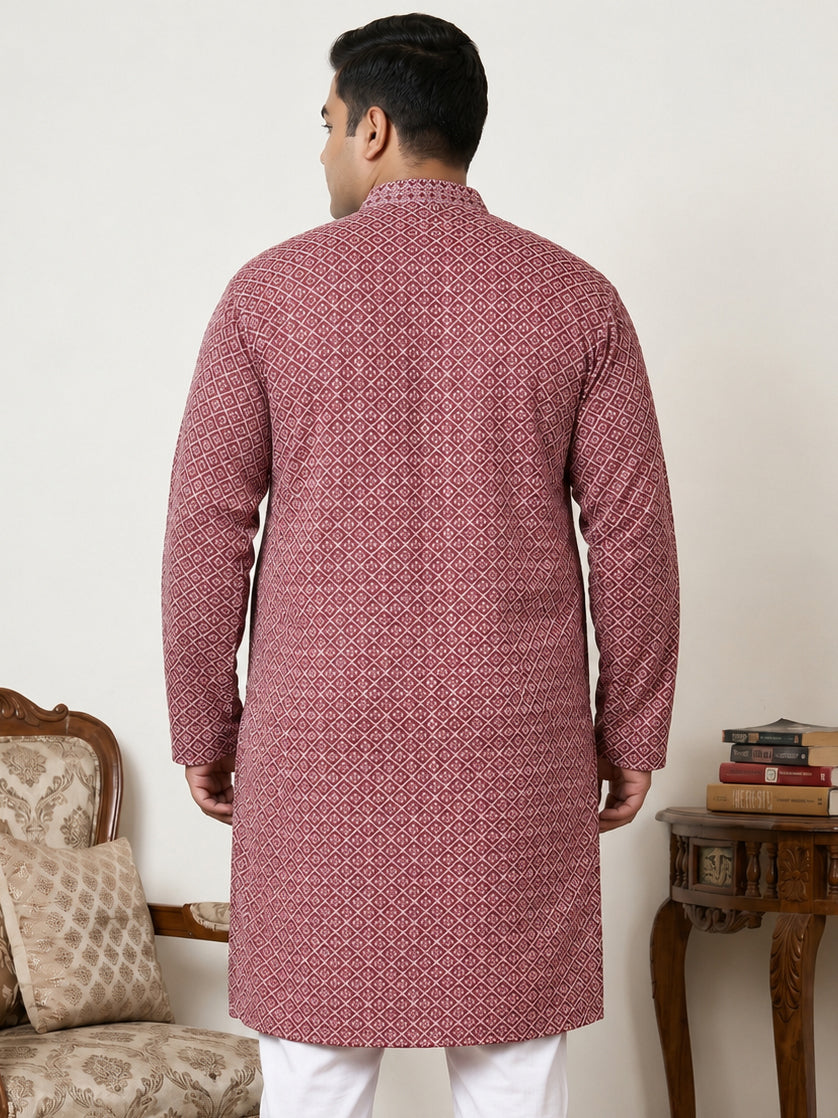 Magenta Embroidered and Sequence Kurta