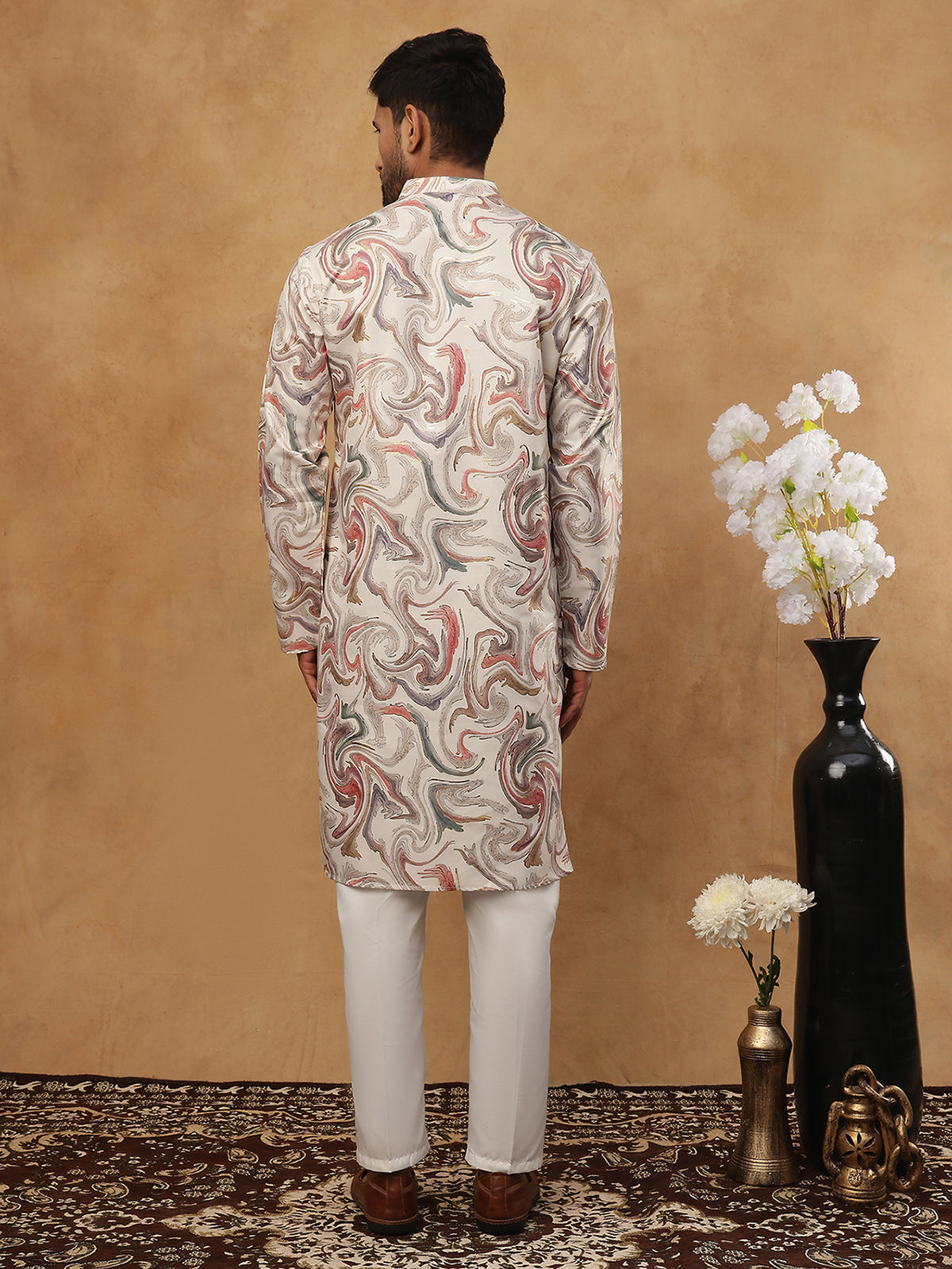 Ethnic Foil Printed Viscose Rayon Kurta ( HOPKO 016Cream )  [RT] [P-5]